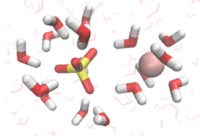 Ausschnitt aus der Graphik: 2: Strukturelle Darstellung von Mg2+- SO42- Ionenpaaren in wässriger Lösung.