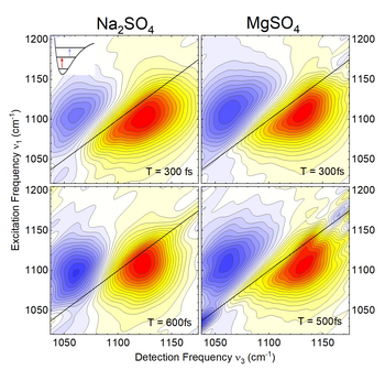 Graphic: Two-dimensional infrared spectra of the asymmetric stretching vibration