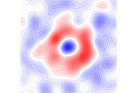 Ausschnitt aus Graphik: Chemische Strukturen von Ethylenglykol (EG), Isopropanol (IPA) und Wasser (links), zusammen mit einem Cartoon eines in Wasser solvatisierten Elektrons (rechts).