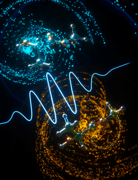 Picture: An ultrashort UV light pulse excites two chiral molecules that are mirror images of each other, called enantiomers.