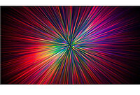 Teaser: Künstlerische Darstellung des chiralen Wirbellichts - vielfarbig Hintergrund schwarz